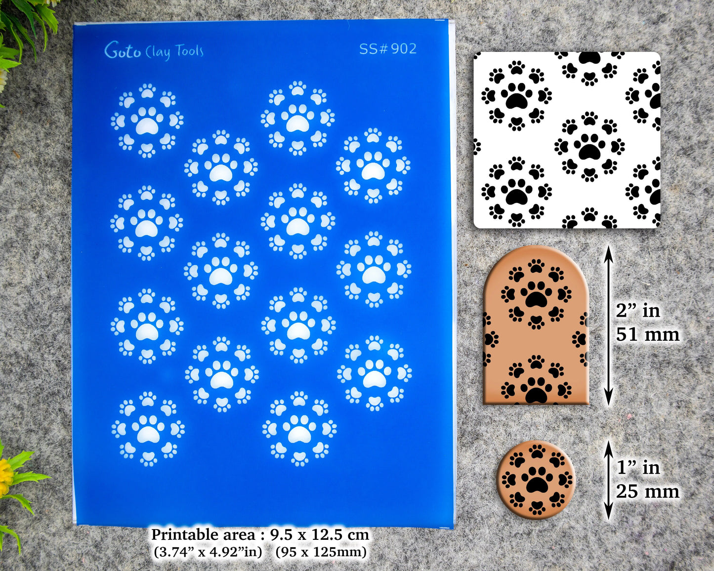 Cat paws Silkscreen for Polymer Clay Earring making, Clay Stencils, Clay Earring Silkscreen, Polymer Clay Supplies SS#902