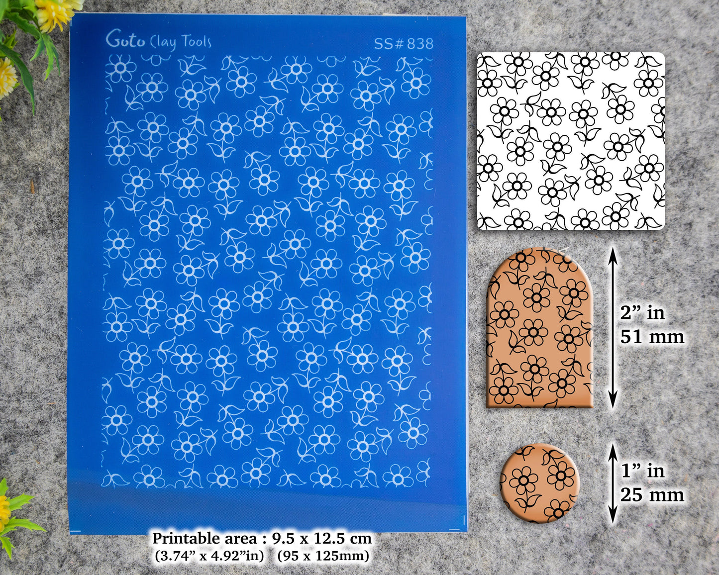 Floral Silkscreen for Polymer Clay Earring making, Clay Stencils, Clay Earring Silkscreen, Polymer Clay Supplies SS#838