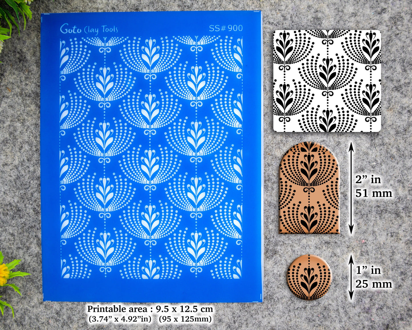 Ornamental fan Silkscreen for Polymer Clay Earring making, Clay Stencils, Clay Earring Silkscreen, Polymer Clay Supplies SS#900