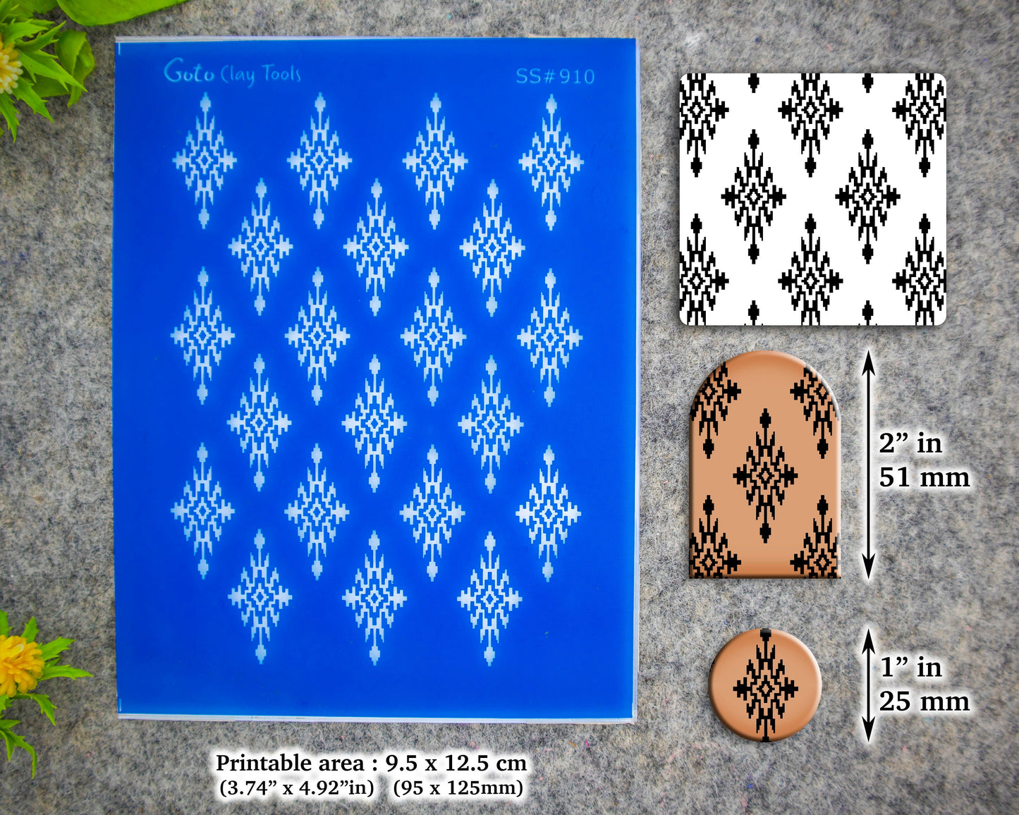 Indian Silkscreen for Polymer Clay Earring making, Clay Stencils, Clay Earring Silkscreen, Polymer Clay Supplies SS#910