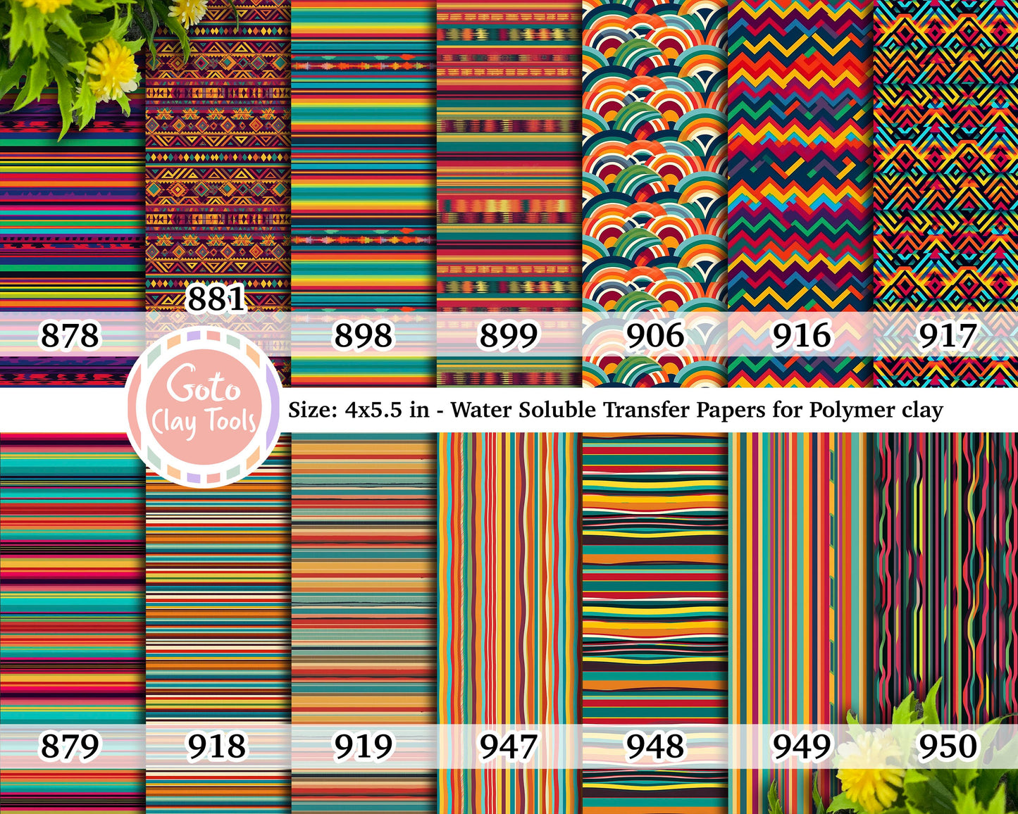 Transfer paper for polymer clay, Mexican Stripes patterns, Clay transfer sheets polymer mexican, Clay Transfer sheets, Clay Transfer Sheets