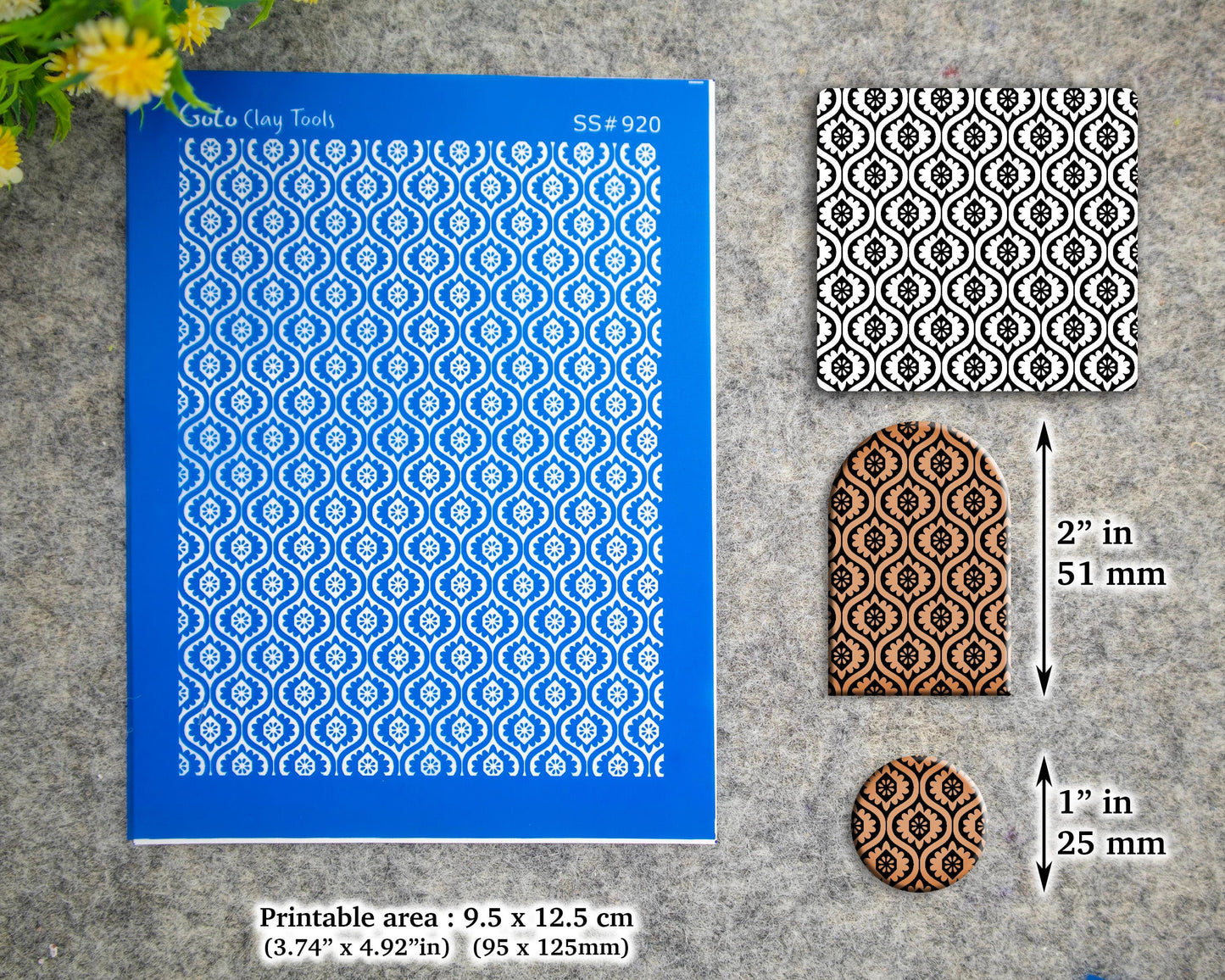 Indian style Silkscreen for Polymer Clay Earring making, Clay Stencils, Clay Earring Silkscreen, Polymer Clay Supplies SS#920