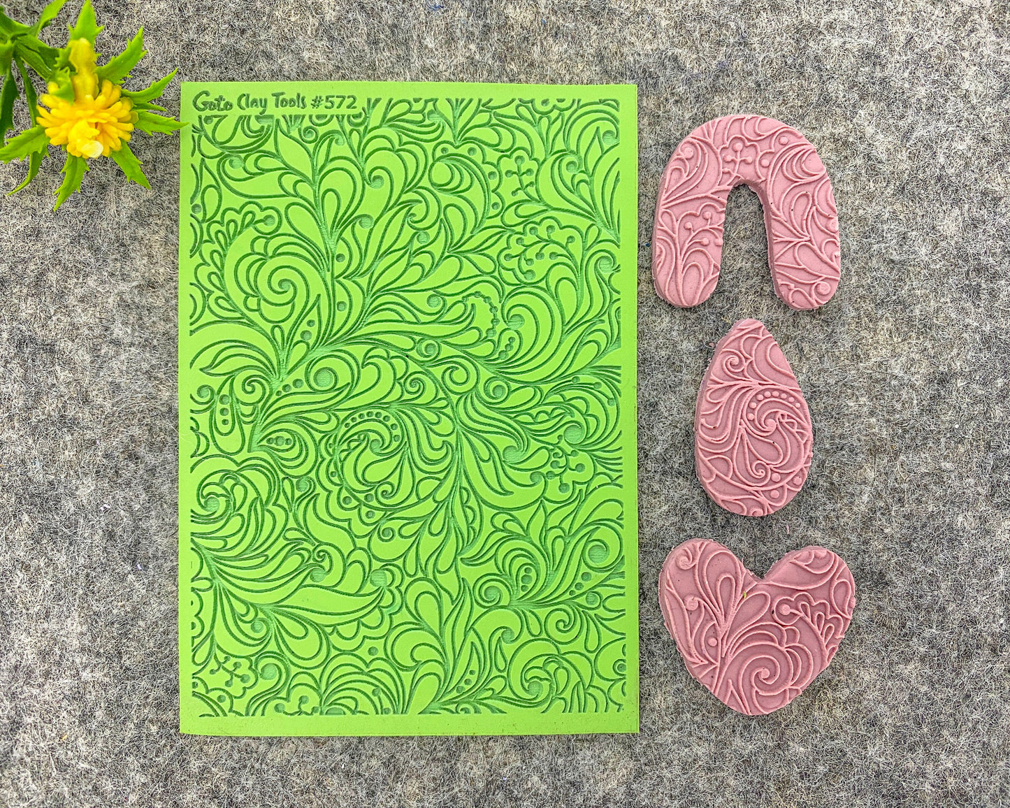 Ornamental Vine Rubber Texture Mat for Polymer Clay (#572)