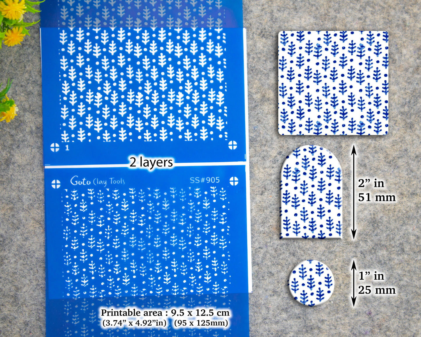 2 layers Indian style Silkscreen for Polymer Clay Earring making, Clay Stencils, Clay Earring Silkscreen, Polymer Clay Supplies SS#905