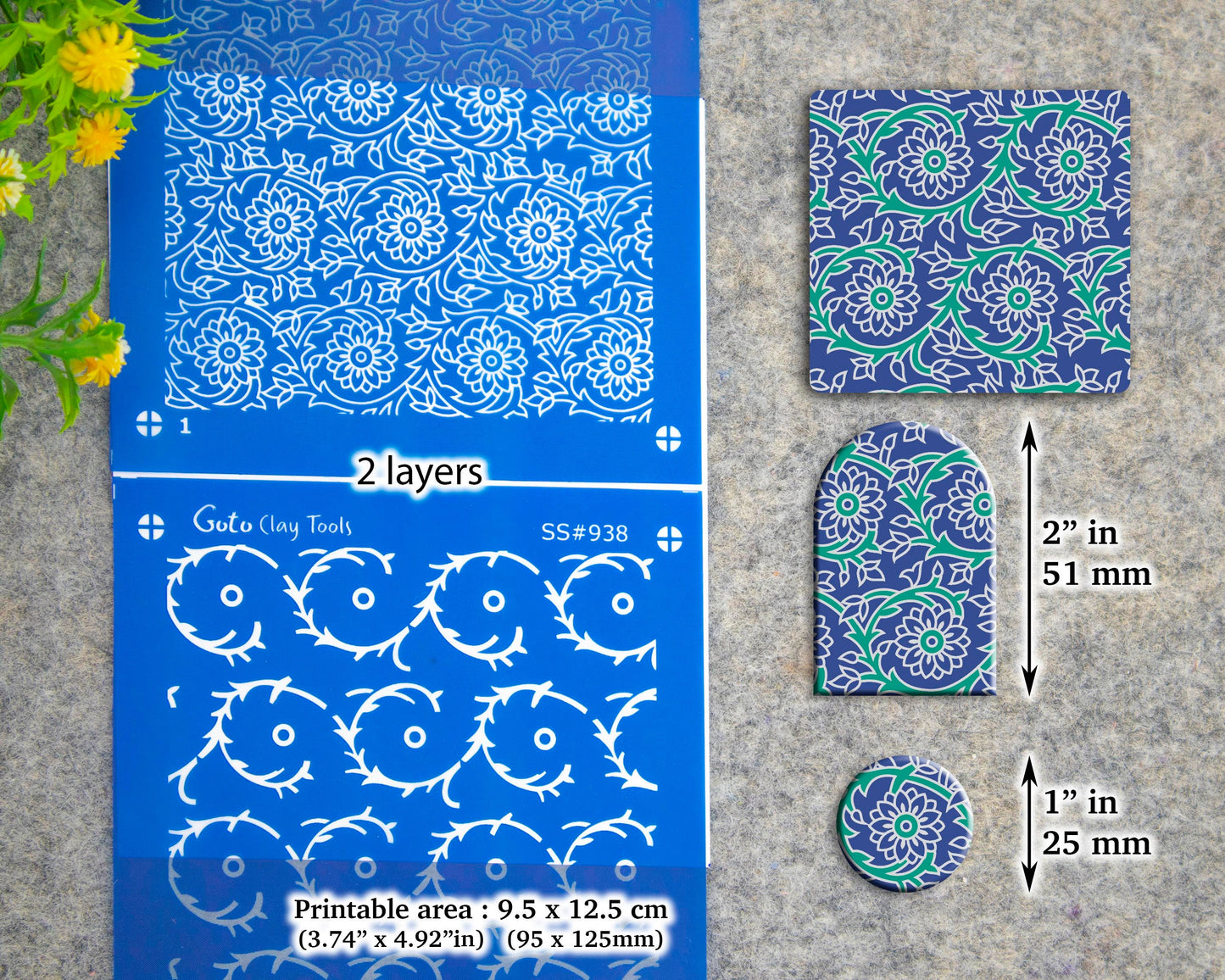 2 layers Indian style Silkscreen for Polymer Clay Earring making, Clay Stencils, Clay Earring Silkscreen, Polymer Clay Supplies SS#938