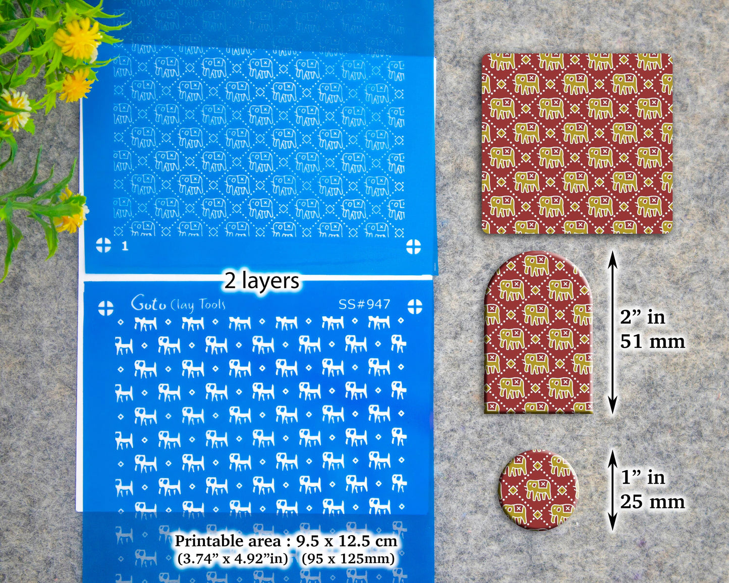 2 layers Indian style Silkscreen for Polymer Clay Earring making, Clay Stencils, Clay Earring Silkscreen, Polymer Clay Supplies SS#947