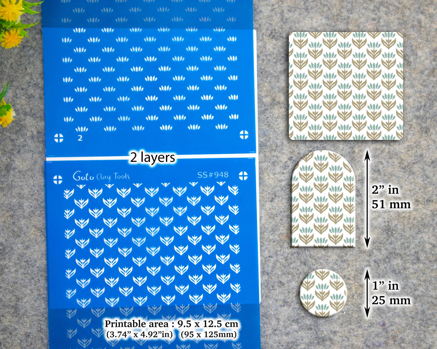 2 layers Indian style Silkscreen for Polymer Clay Earring making, Clay Stencils, Clay Earring Silkscreen, Polymer Clay Supplies SS#948