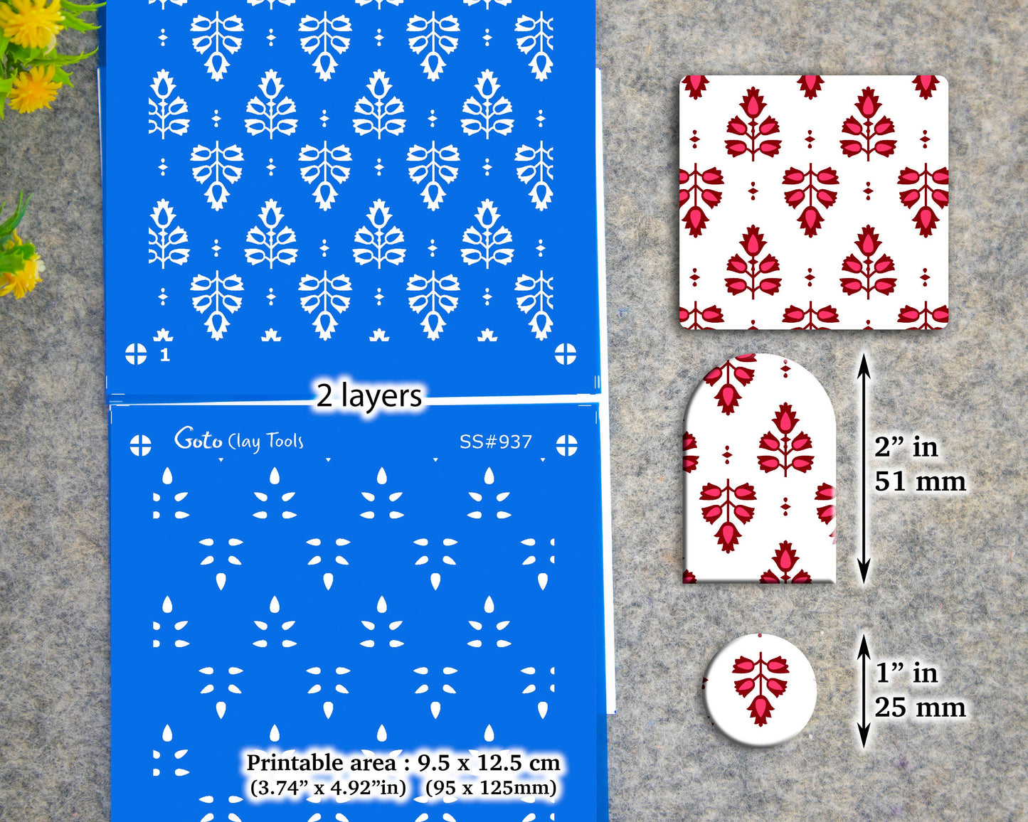 2 layers Indian Silkscreen for Polymer Clay Earring making, Clay Stencils, Clay Earring Silkscreen SS#937