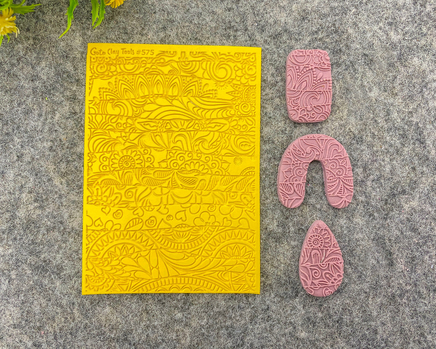 Doodle Rubber Texture Mat for Polymer Clay Jewelry (#575)