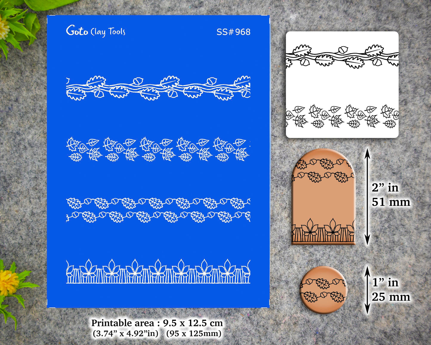 Autumn Border Silkscreen for Polymer Clay Earring making, Clay Stencils, Clay Earring Silkscreen, Polymer Clay Supplies SS#968