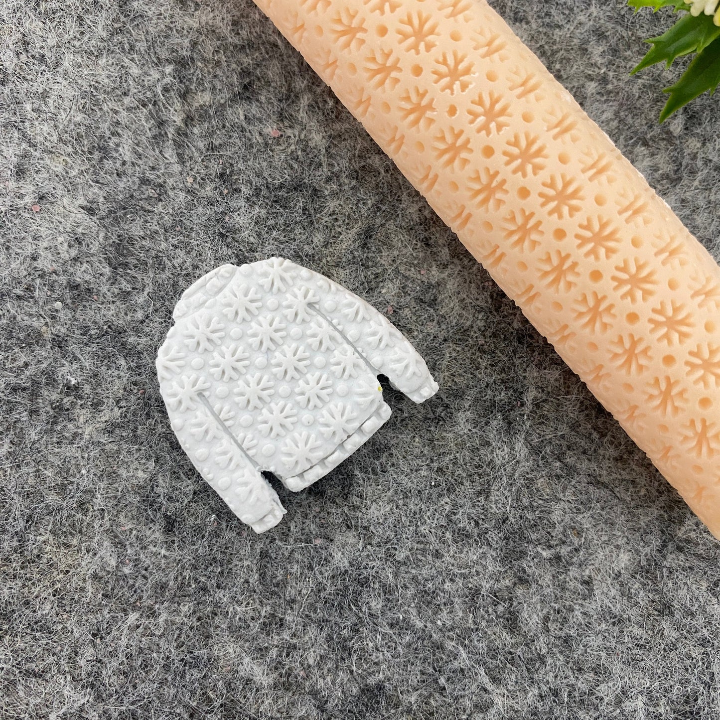 Snowflakes Texture Roller for Polymer Clay, Clay Tools, Diy Earrings, Knit Sweater Patterned Polymer Clay Roller, Christmas roller #111