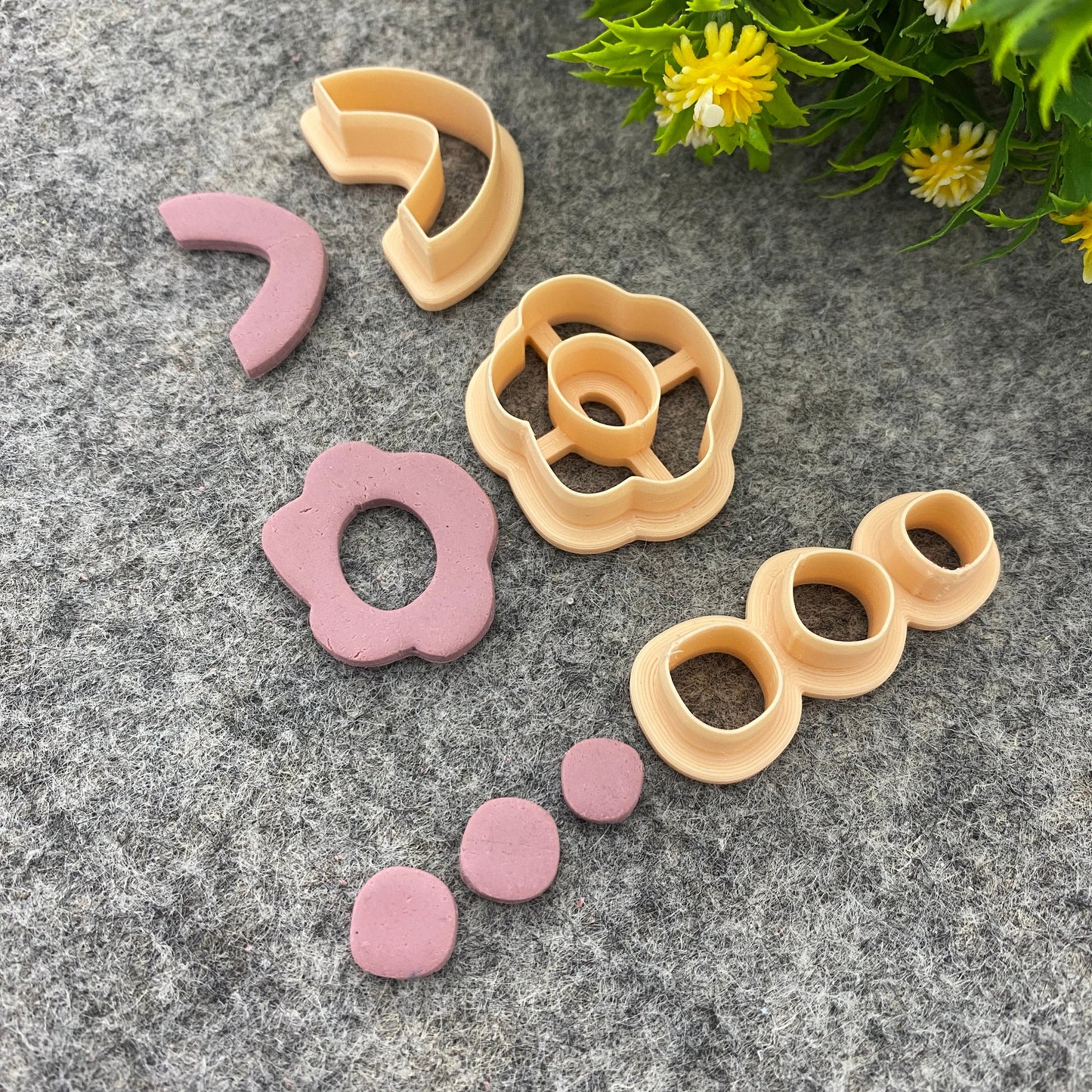 Arch clay cutter, earring polymer clay cutter, Flower shape, Three Circles jewellery cutter, Organic cutter Polymer clay tools #671