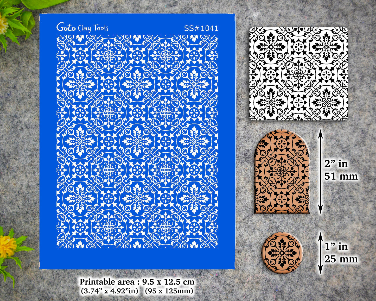 Geometric floral Silkscreen for Polymer Clay Earring making, Clay Stencils, Clay Earring Silkscreen, Polymer Clay Supplies SS#1041
