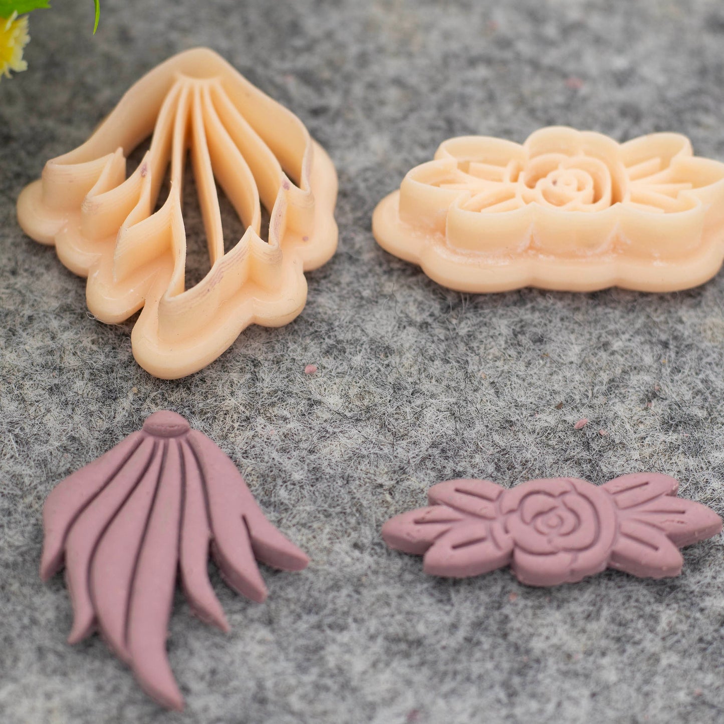 Ornamental embossed clay cutter, Rose polymer clay cutter for earring making #686-SET-3