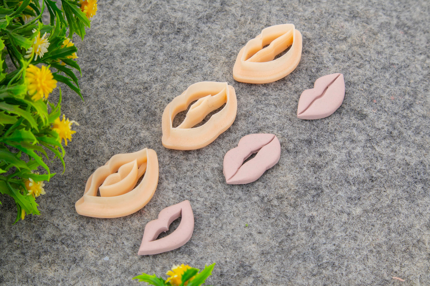 Valentine love lips, love kiss embossed clay cutter, polymer clay cutter for earring making #692