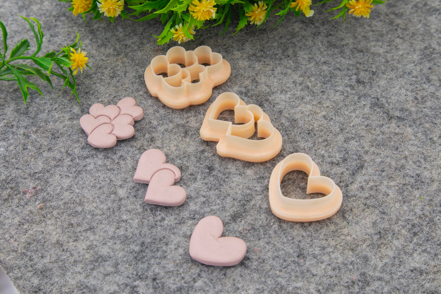 Valentine heart embossed clay cutter, polymer clay cutter for earring making #693