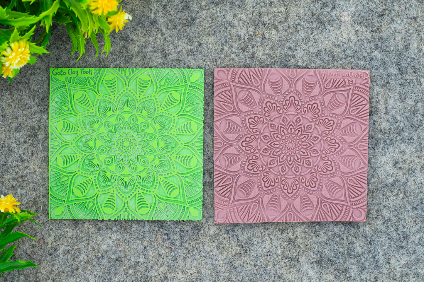 Mandala with Cutter Texture mat for polymer clay, Polymer Clay Rubber Texture mat, Texture Tile mats, Rubber Texture Sheet #M-5