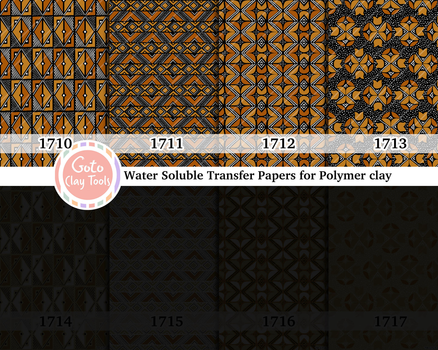 Water soluble Transfer paper for polymer clay, African mudcloth patterns, polymer clay image transfers, magic transfer paper