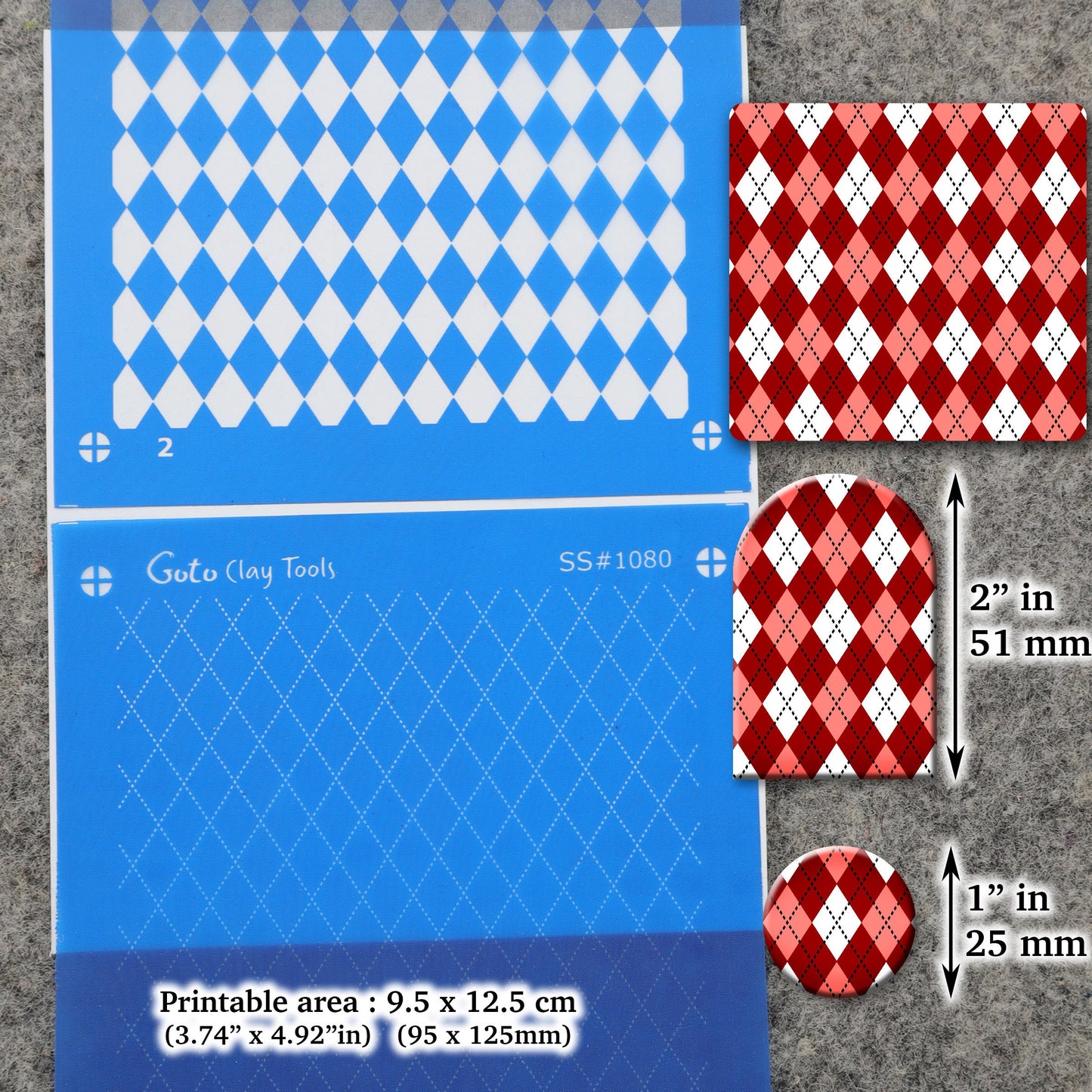 3 Layers argyle pattern Silkscreen for Polymer Clay Earring making, Clay Stencils, Clay Earring Silkscreen, Polymer Clay Supplies SS#1080