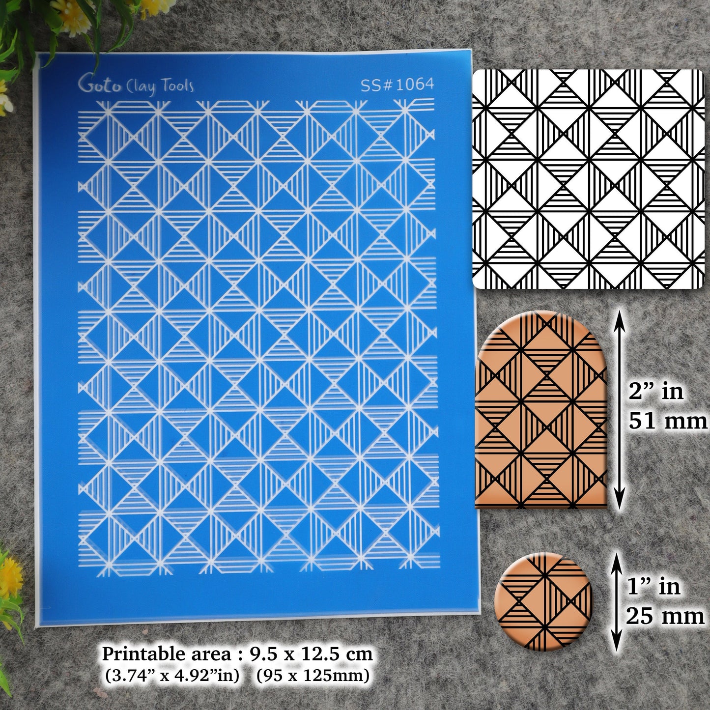 African geometric pattern Silkscreen for Polymer Clay Earring making, Clay Stencils, Clay Earring Silkscreen, Polymer Clay Supplies SS#1064