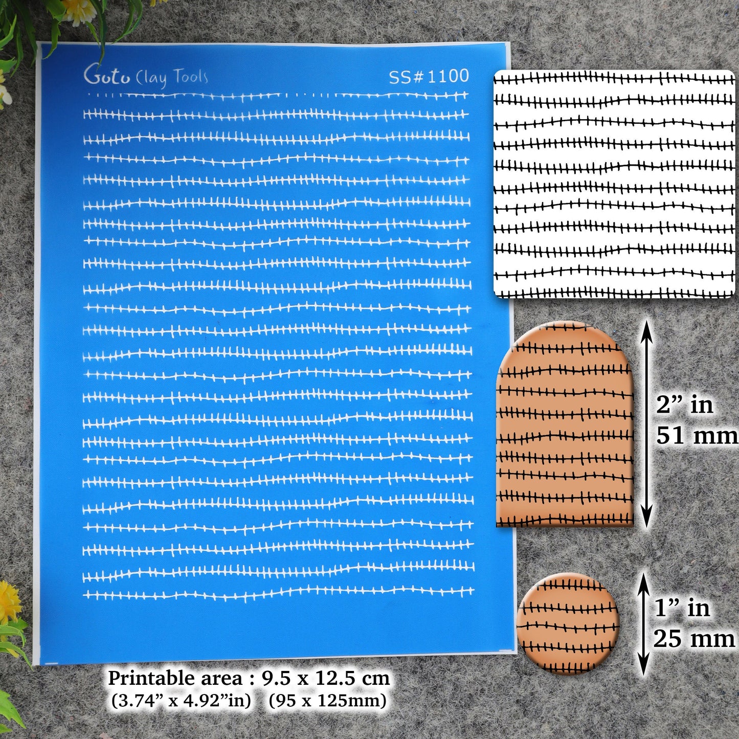 Hand Draw Stitching Silkscreen for Polymer Clay Earring making, Clay Stencils, Clay Earring Silkscreen, Polymer Clay Supplies SS#1100