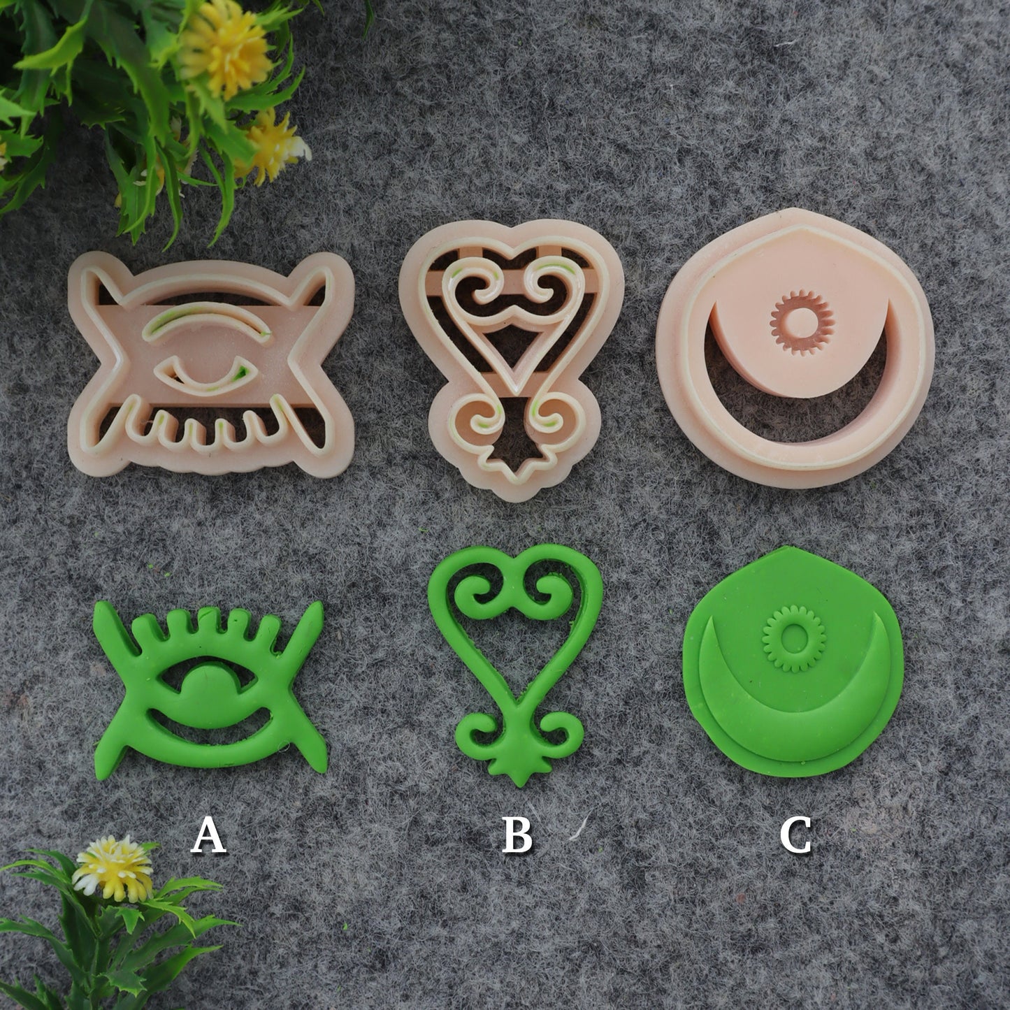 Adinkra symbol clay cutter, earring polymer clay cutter, kojo baiden symbol cutter, Sankofa symbol cutter Polymer clay tools #710-set-2