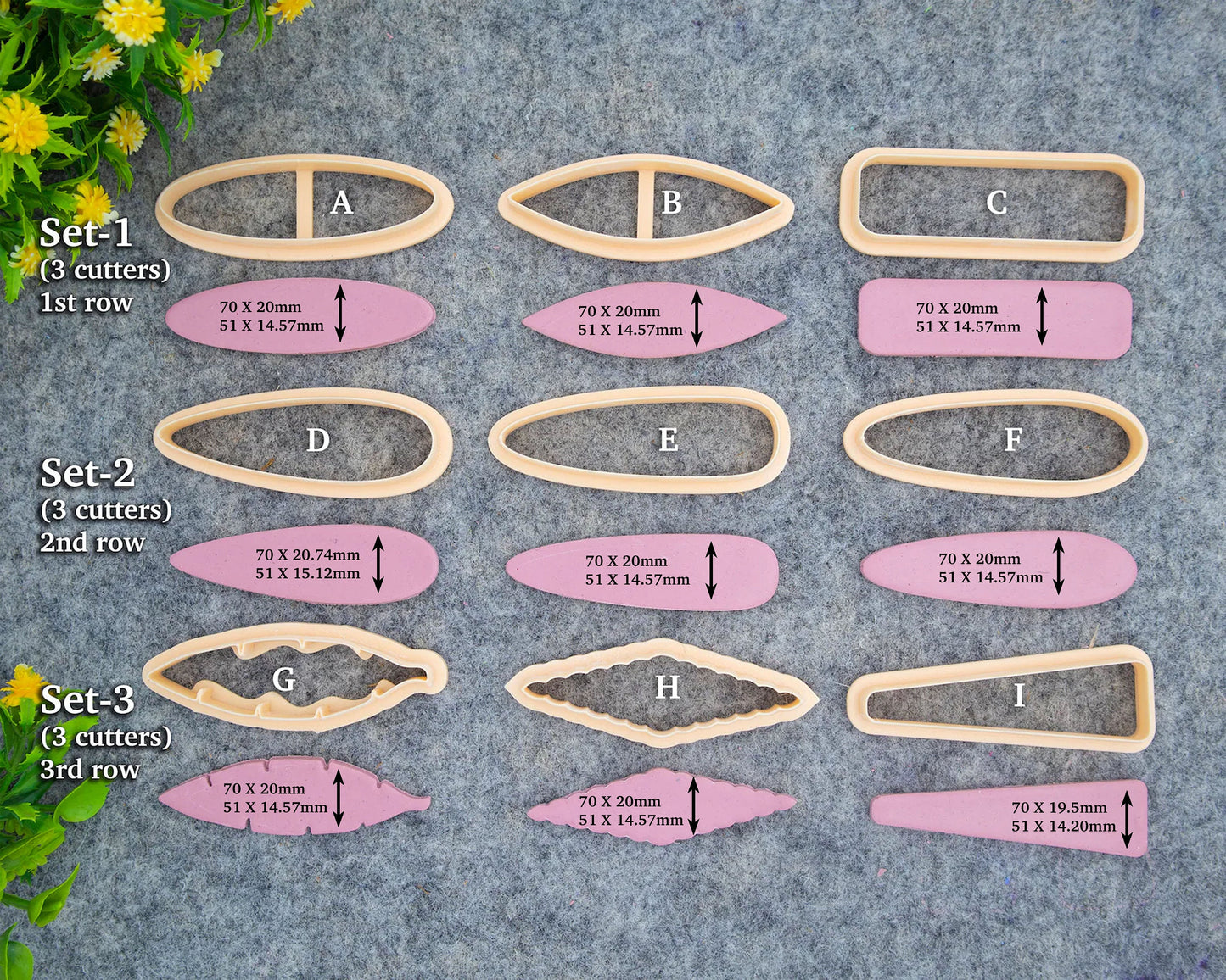 Barrette Clay Cutters, Hair Clip Cutter, Hair Barrette Cutters for Clay, Clay Hair Accessories, Ellipse, oval, leaf, rectangle shapes #648