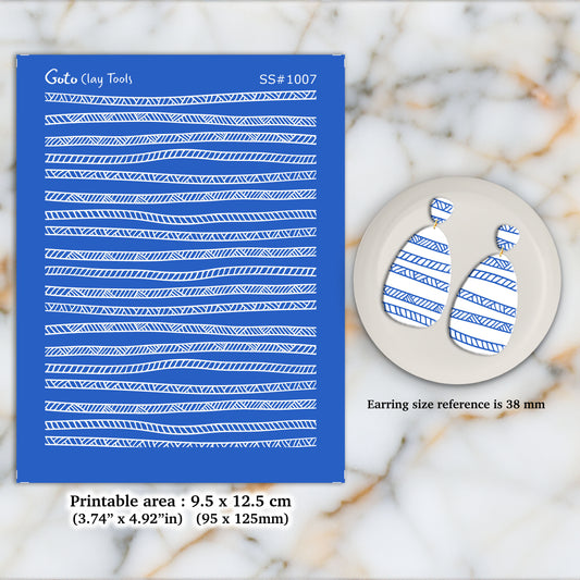 Tribal stripes Silkscreen for Polymer Clay Earring making, Clay Stencils, Clay Earring Silkscreen, Polymer Clay Supplies  SS#1007