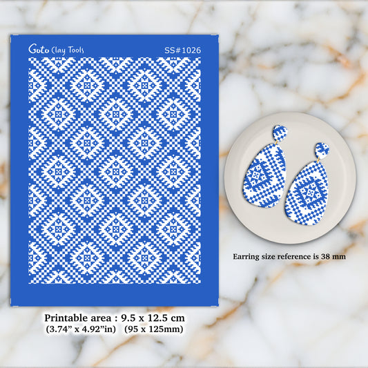 Christmas knit Silkscreen for Polymer Clay Earring making, Clay Stencils, Clay Earring Silkscreen, Polymer Clay Supplies  SS#1026
