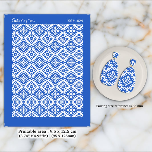 Christmas knit Silkscreen for Polymer Clay Earring making, Clay Stencils, Clay Earring Silkscreen, Polymer Clay Supplies  SS#1029