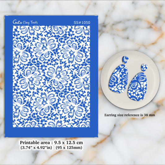 Crochet lace Silkscreen for Polymer Clay Earring making, Clay Stencils, Clay Earring Silkscreen, Polymer Clay Supplies SS#1050