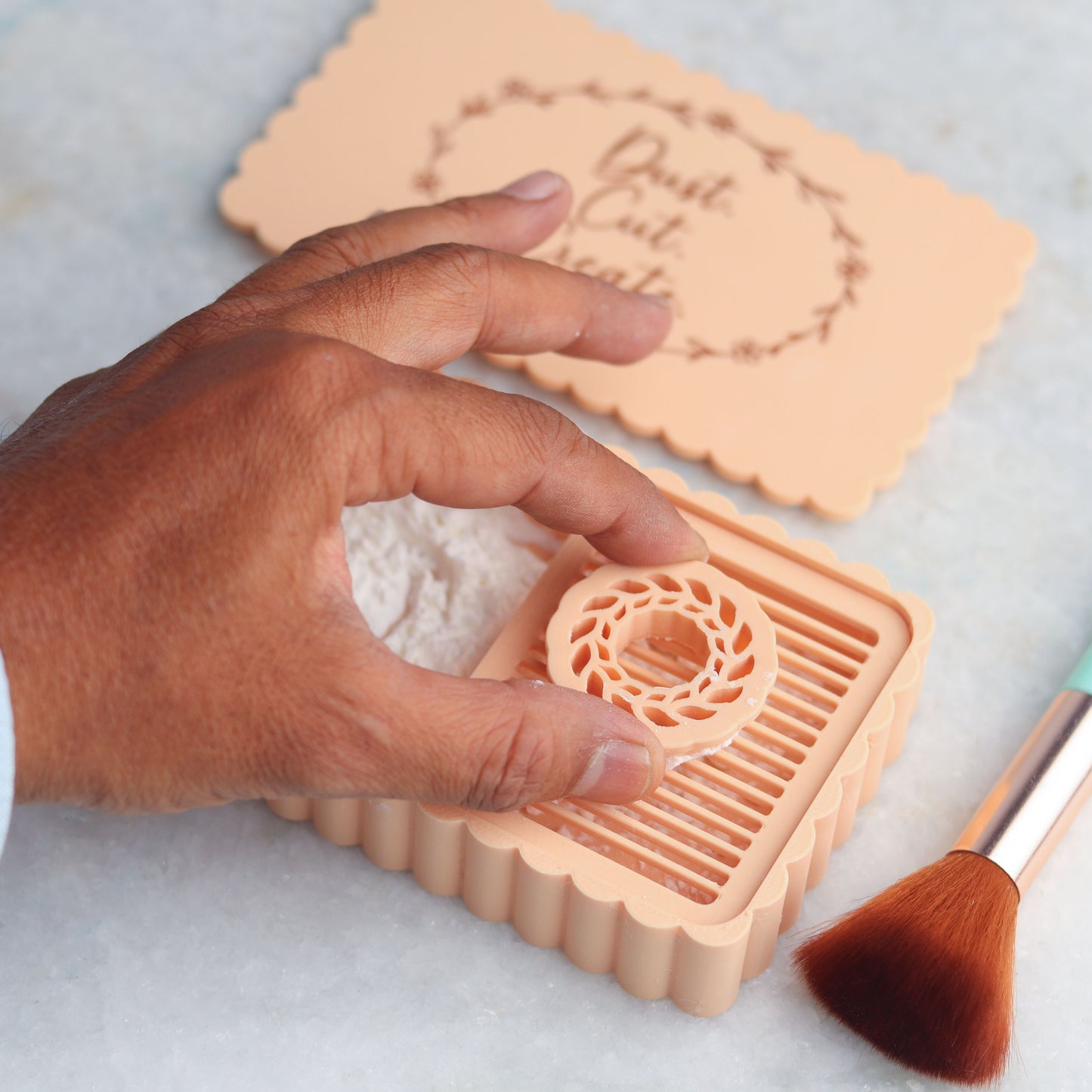Cornstarch Box for Polymer Clay | “Dust. Cut. Create.” Clay Cutter Tool Accessory