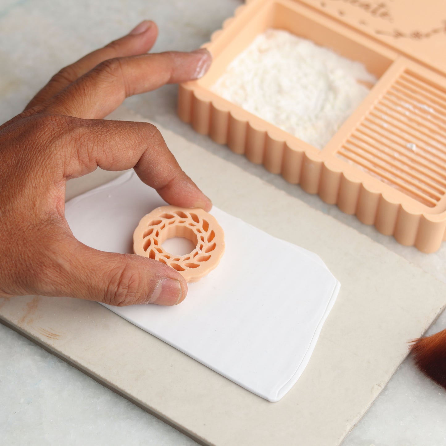 Cornstarch Box for Polymer Clay | “Dust. Cut. Create.” Clay Cutter Tool Accessory