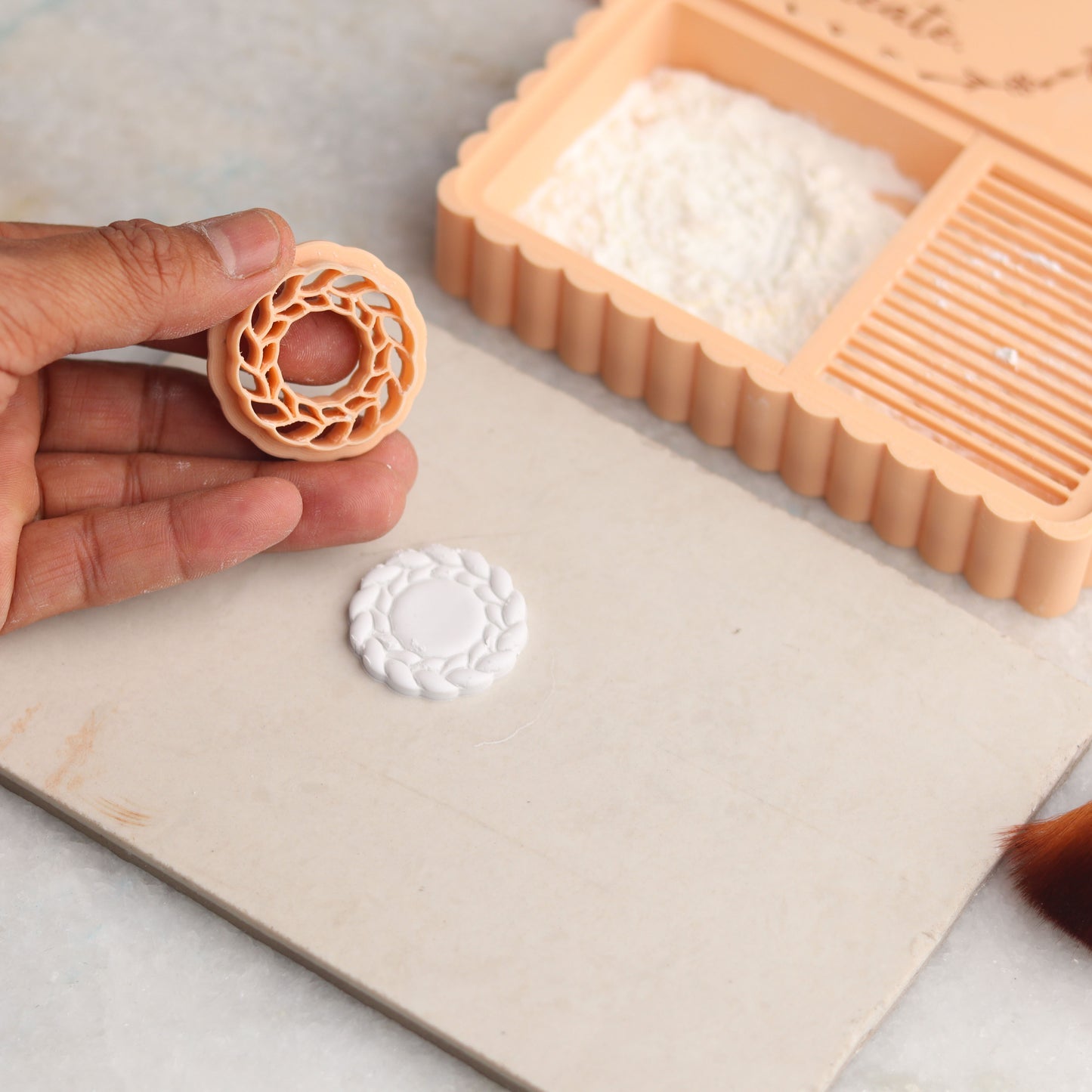 Cornstarch Box for Polymer Clay | “Dust. Cut. Create.” Clay Cutter Tool Accessory