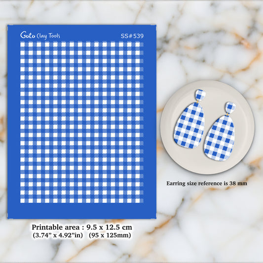 Gingham Silkscreen for Polymer Clay Earring making, Buffalo plaid silkscreen, Clay Earring Silkscreen, Polymer Clay Supplies SS#539