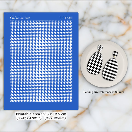 Hounds tooth Silkscreen for Polymer Clay Earring making, Clay Stencils, Clay Earring Silkscreen, Polymer Clay Supplies SS#540