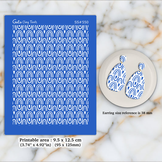 Arch Silkscreen for Polymer Clay Earring making, Clay Stencils, Clay Earring Silkscreen, Polymer Clay Supplies SS#550