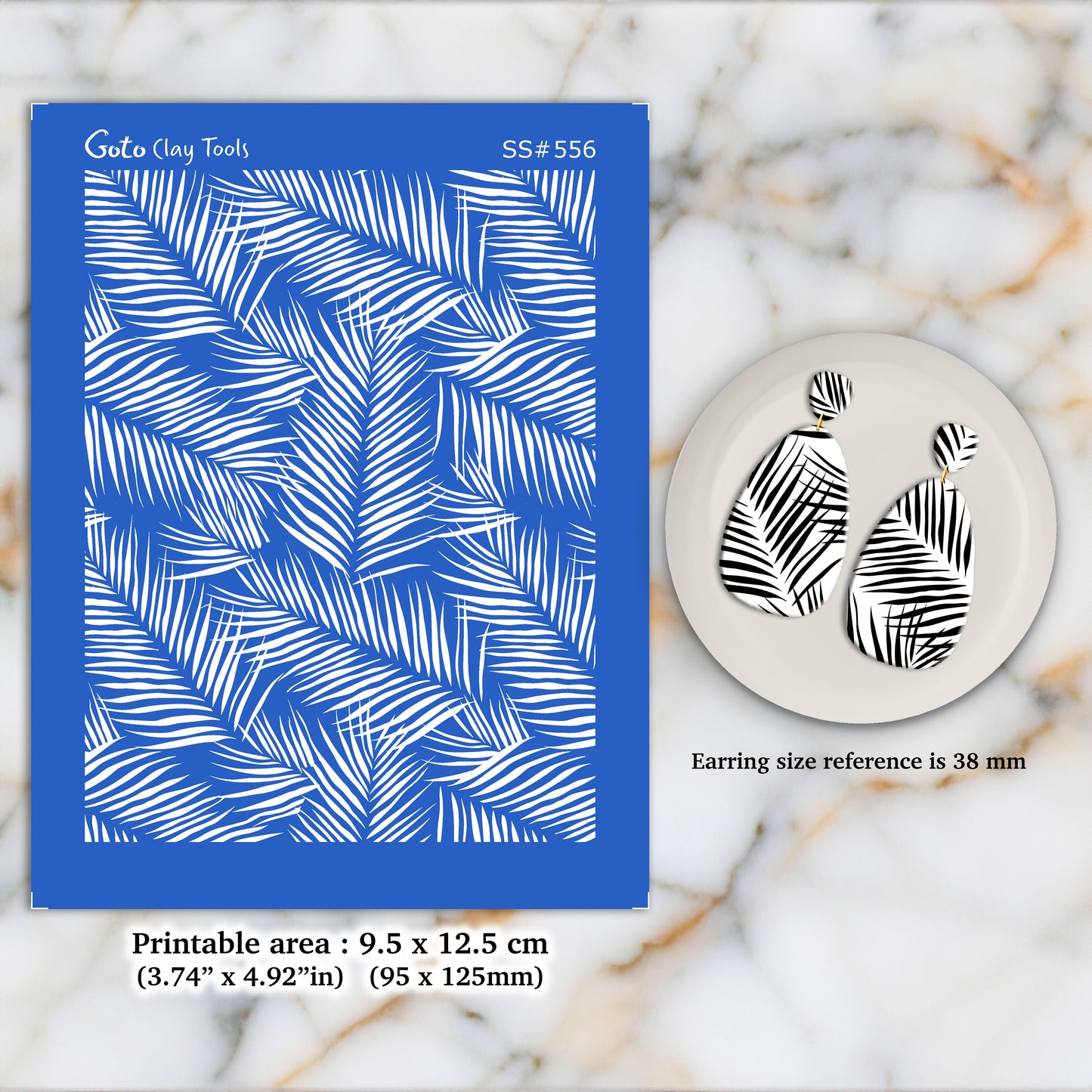 Palm Leaves Silkscreen for Polymer Clay Earring making, Clay Stencils, Clay Earring Silkscreen, Polymer Clay Supplies SS#556