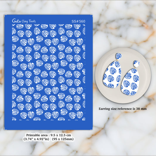 Monstera leaf Silkscreen for Polymer Clay Earring making, Clay Stencils, Clay Earring Silkscreen, Polymer Clay Supplies SS#560