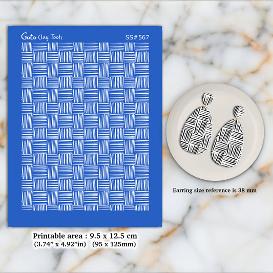 Criss Cross Mat Silkscreen for Polymer Clay Earring making, Clay Stencils, Clay Earring Silkscreen, Polymer Clay Supplies SS#567