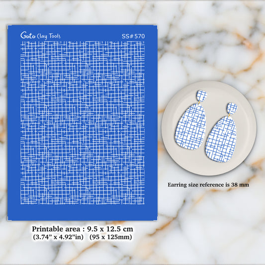 Criss Cross Pattern Silkscreen for Polymer Clay Earring making, Clay Stencils, Clay Earring Silkscreen, Polymer Clay Supplies SS#570
