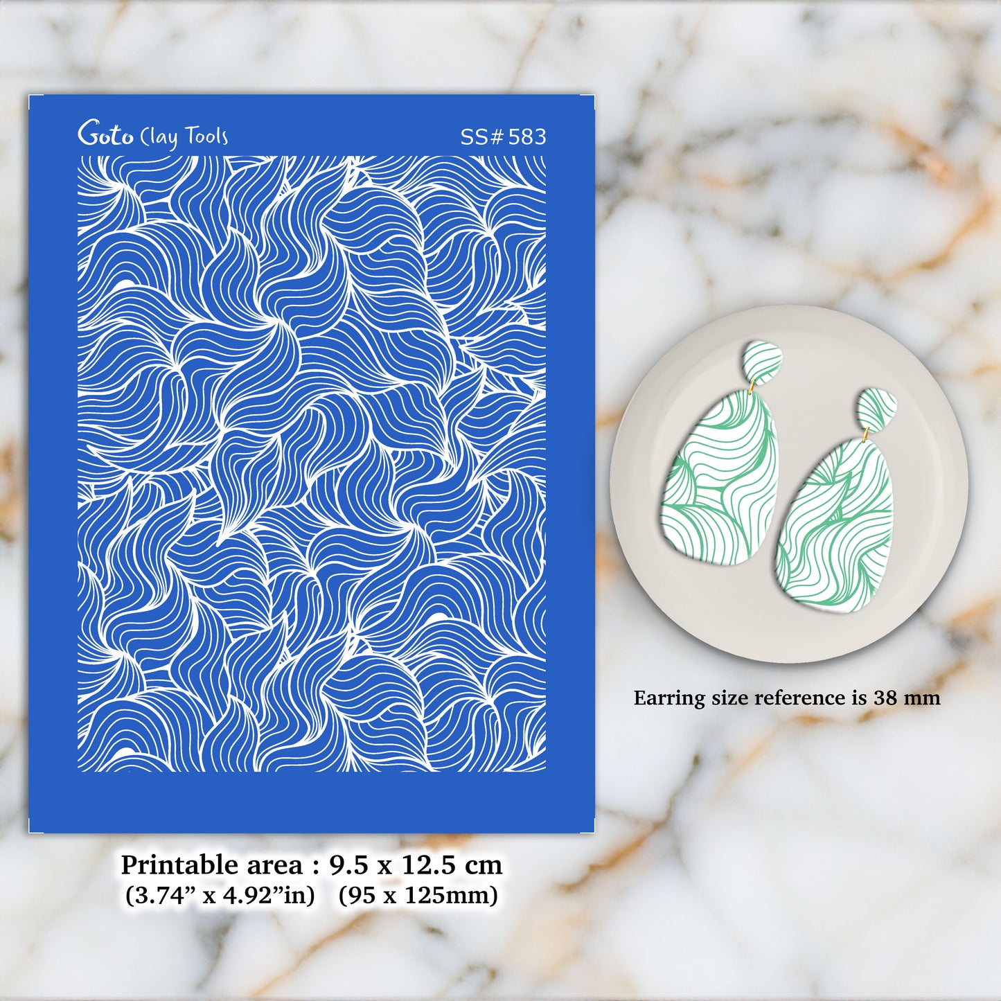 Waves Silkscreen for Polymer Clay Earring making, Clay Stencils, Clay Earring Silkscreen, Polymer Clay Supplies SS#583