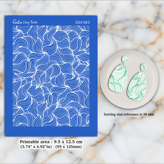 Waves Silkscreen for Polymer Clay Earring making, Clay Stencils, Clay Earring Silkscreen, Polymer Clay Supplies SS#583