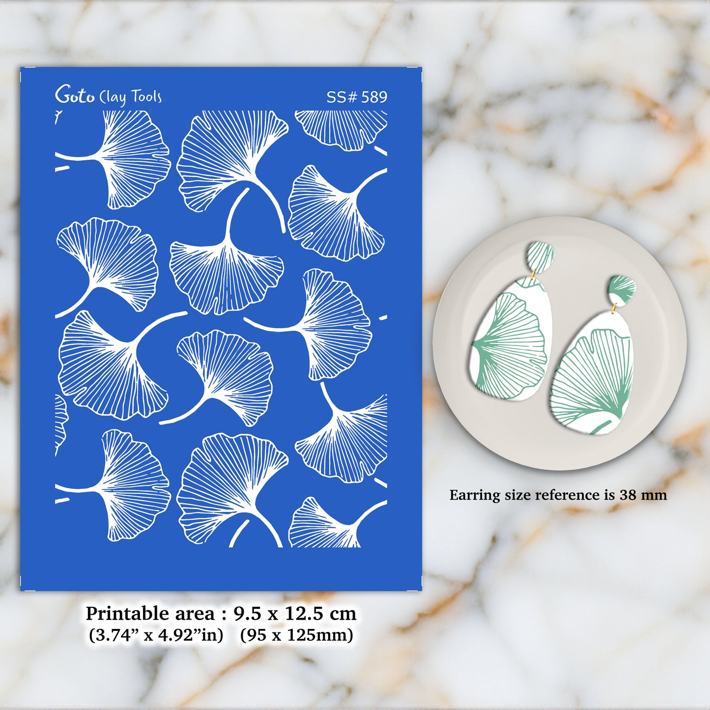 Ginkgo Leaf Silkscreen for Polymer Clay Earring making, Clay Stencils, Clay Earring Silkscreen, Polymer Clay Supplies SS#589