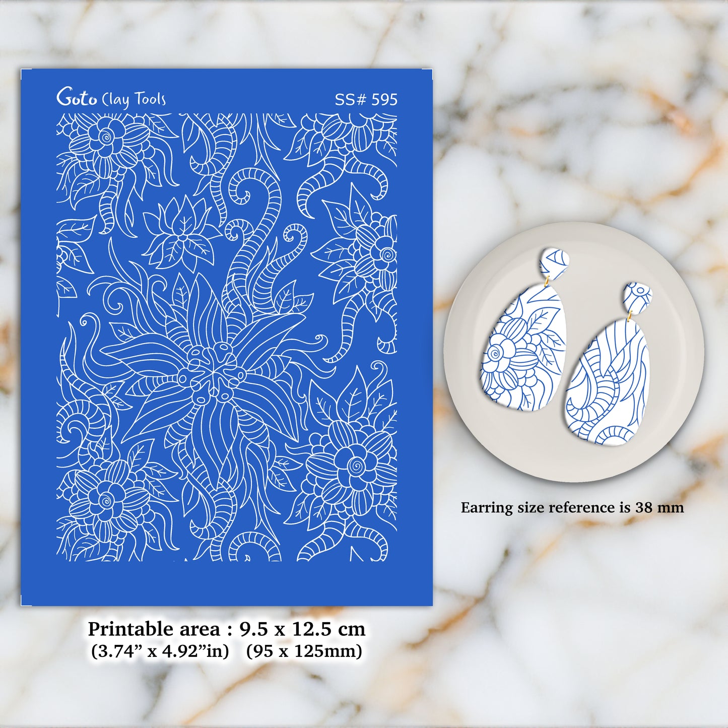 Hand drawn Floral Silkscreen for Polymer Clay Earring making, Clay Stencils, Clay Earring Silkscreen, Polymer Clay Supplies SS#595