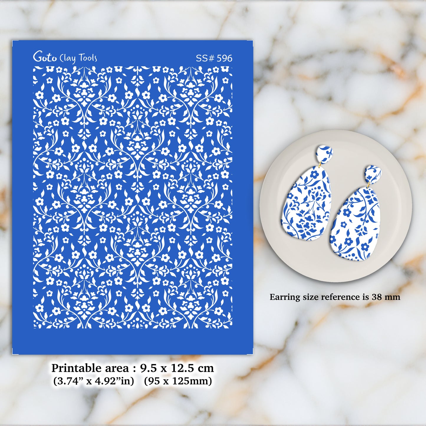 Damask Silkscreen for Polymer Clay Earring making, Clay Stencils, Clay Earring Silkscreen, Polymer Clay Supplies SS#596