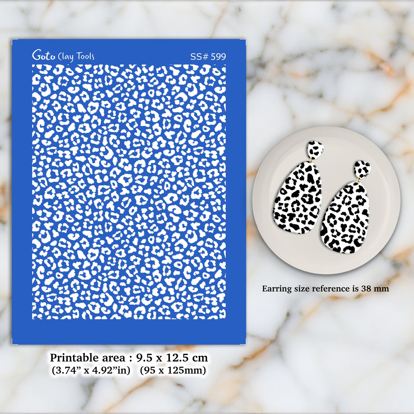 Leopard skin Silkscreen for Polymer Clay Earring making, Clay Stencils, Clay Earring Silkscreen, Polymer Clay Supplies SS#599