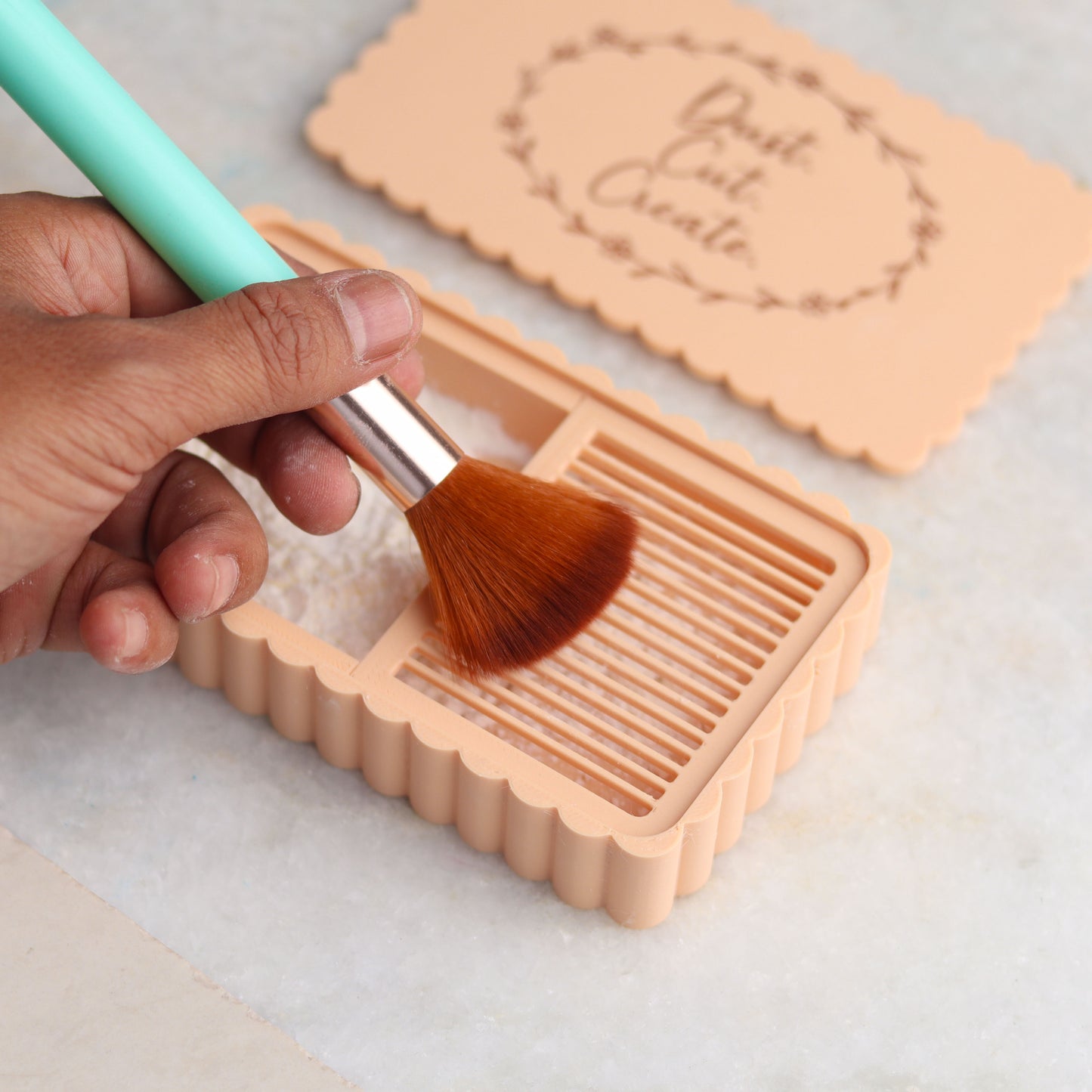 Cornstarch Box for Polymer Clay | “Dust. Cut. Create.” Clay Cutter Tool Accessory