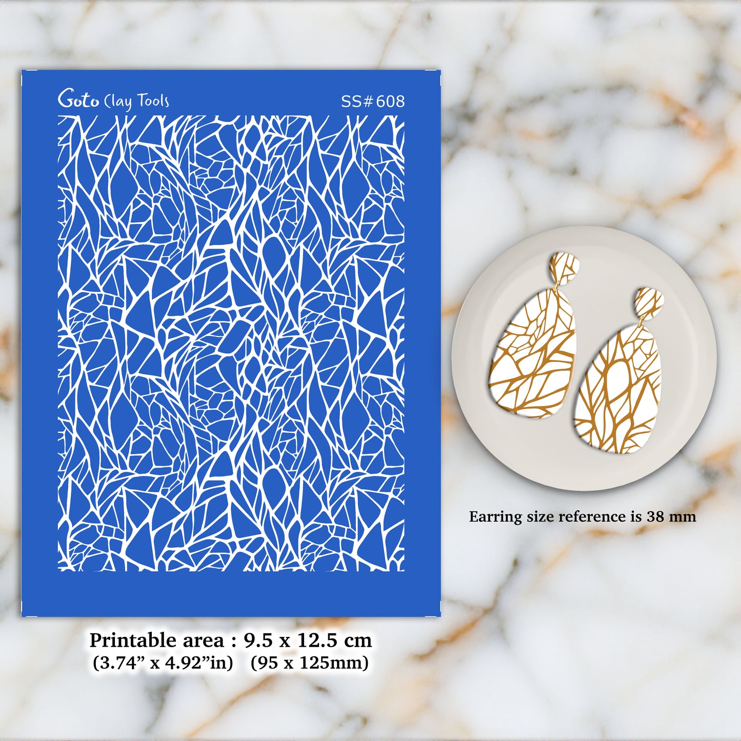 Crackle Silkscreen for Polymer Clay Earring making, Clay Stencils, Clay Earring Silkscreen, Polymer Clay Supplies SS#608