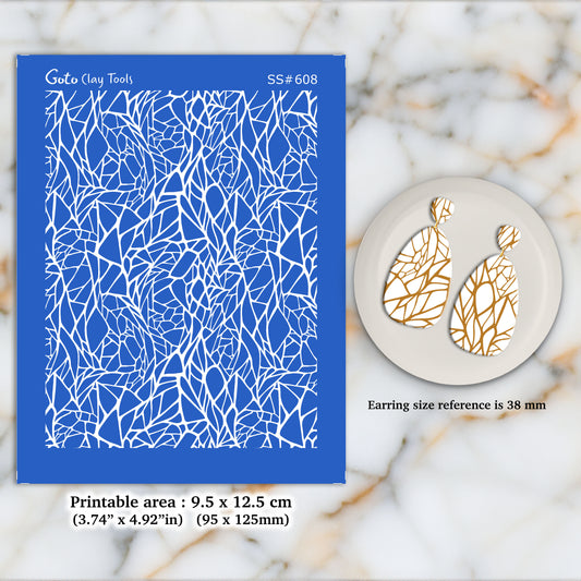 Crackle Silkscreen for Polymer Clay Earring making, Clay Stencils, Clay Earring Silkscreen, Polymer Clay Supplies SS#608